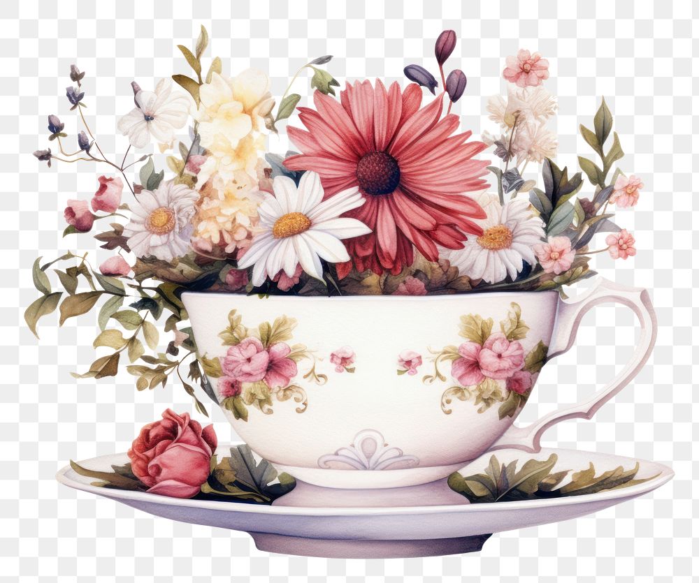PNG  Illustration of a cup flower saucer plant.