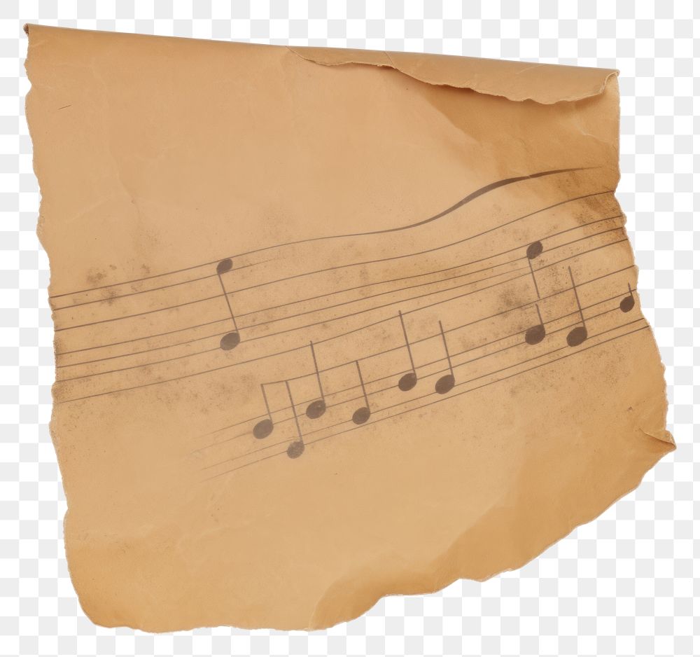 PNG Music note shape ripped paper white background handwriting calligraphy.