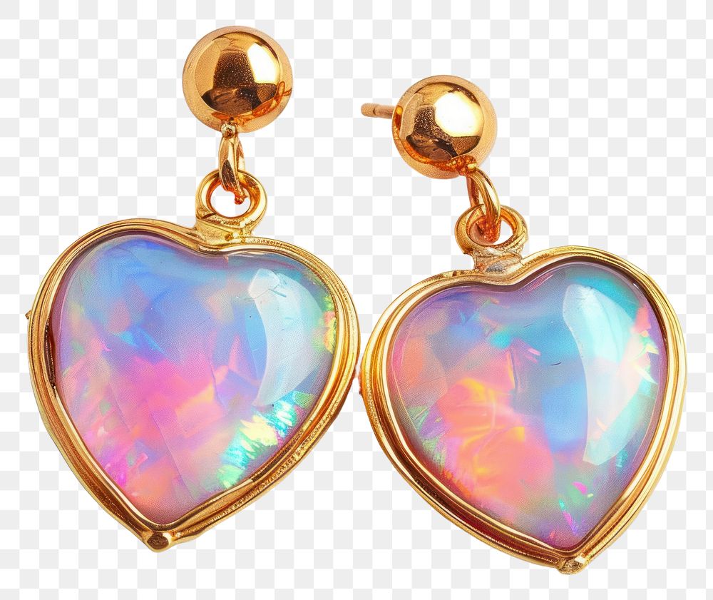 PNG Heart opal earrings gemstone jewelry pendant.