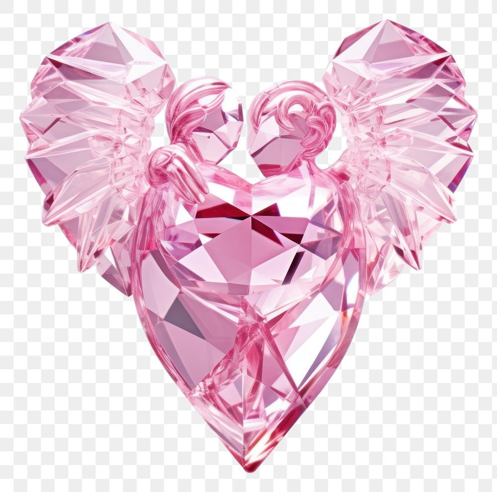 PNG 3d illustration of a crystal cupid gemstone jewelry heart.