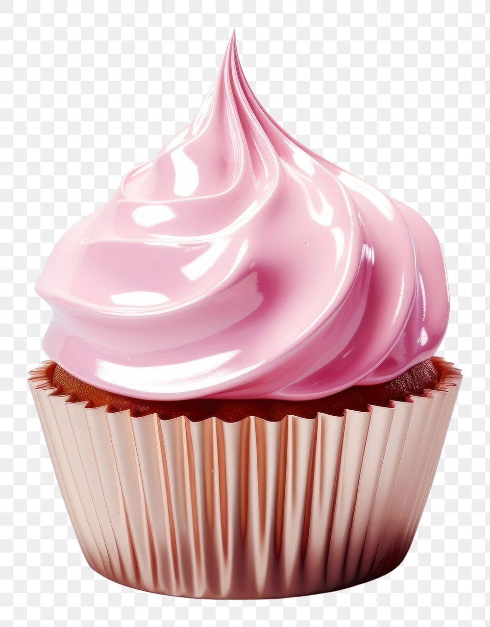 PNG 3d render of a cupcake in surreal abstract style dessert icing cream.