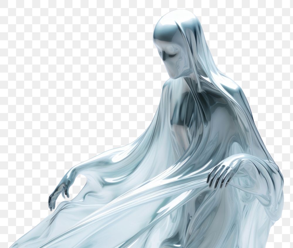 PNG 3d render of a ghost in surreal abstract style adult representation creativity.