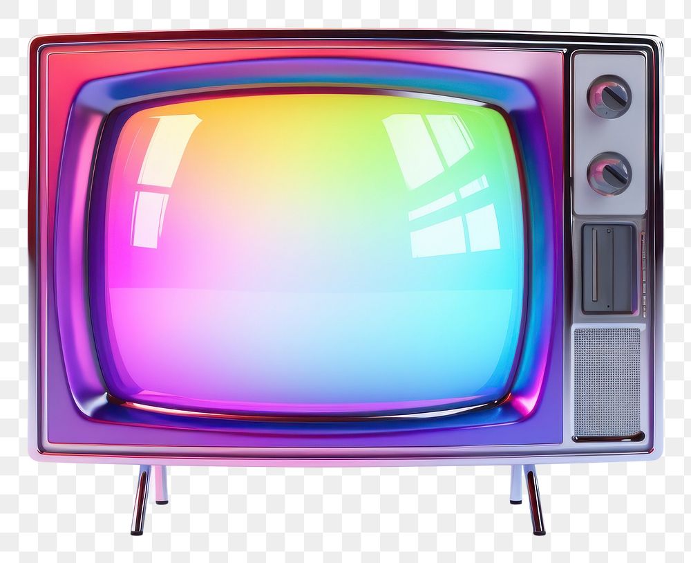 PNG 3d render of a television in surreal abstract style screen white background broadcasting.