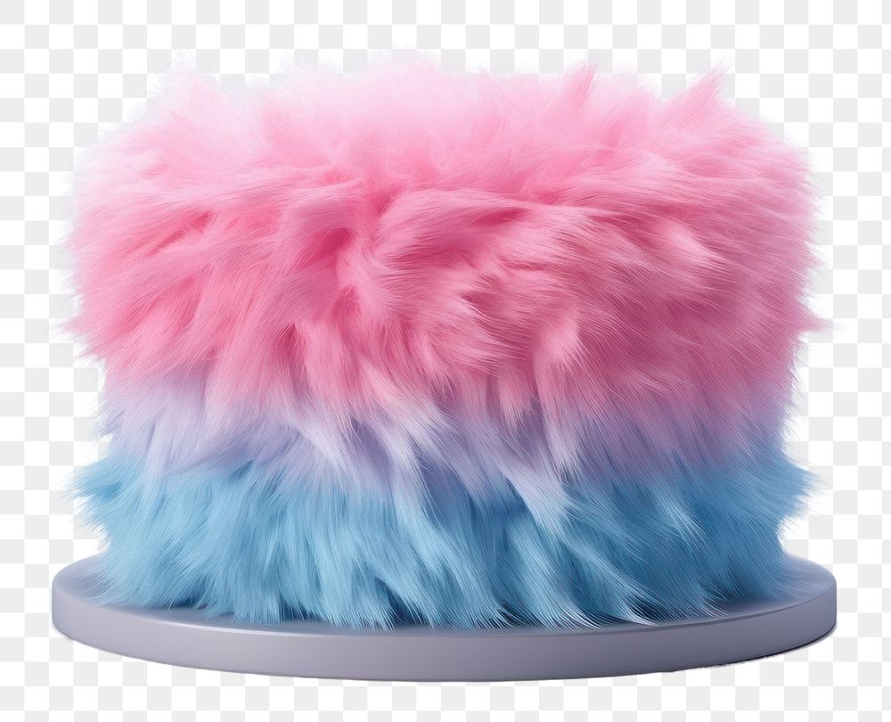 PNG 3d render birthday cake fur fluffy toy white background furniture.