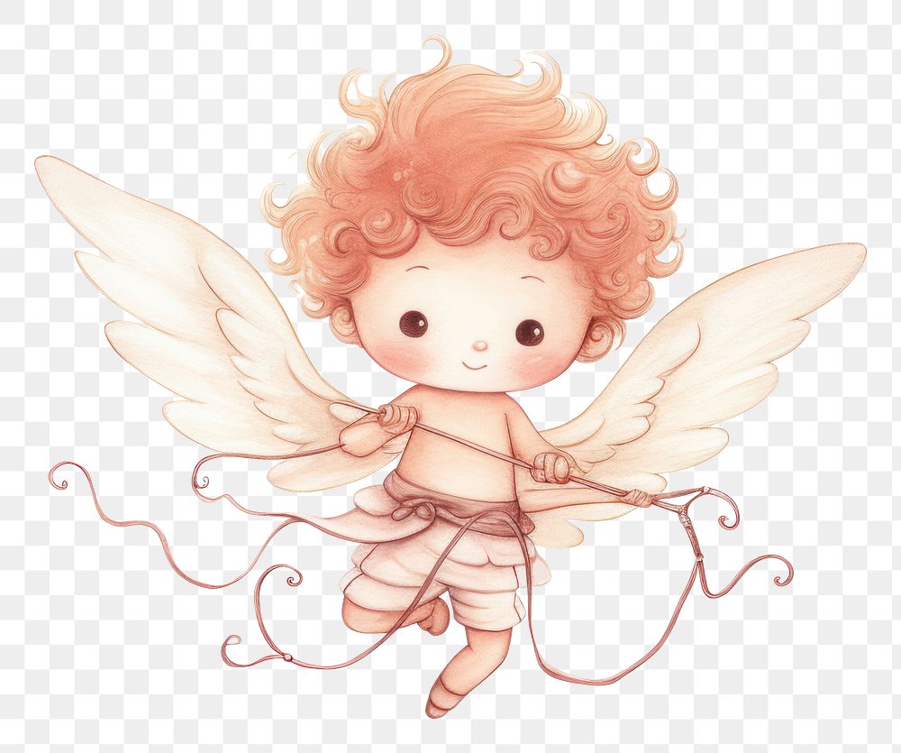 PNG Cupid in the style of children book illustration angel toy representation.