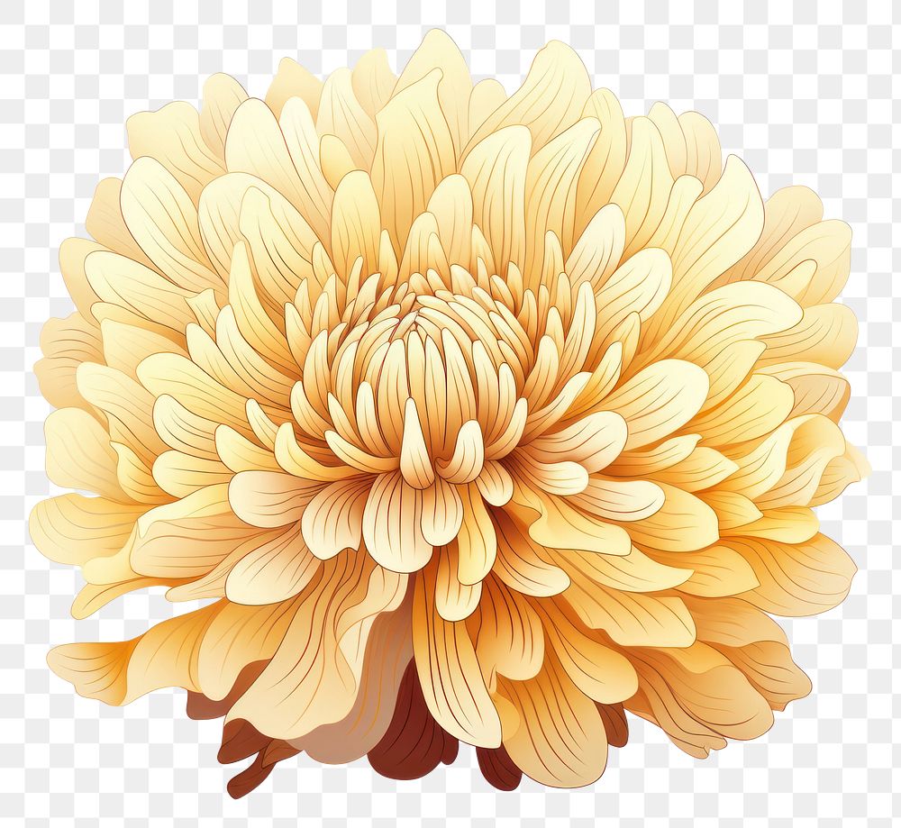 PNG A cartoon-like drawing of a chrysanthemum juice chrysanths dahlia flower.