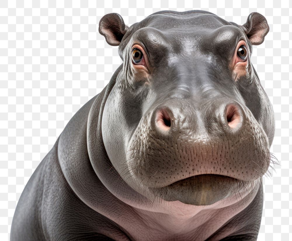 PNG Hippo looking confused wildlife animal mammal.