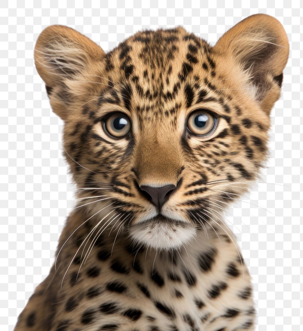 PNG Leopard looking confused wildlife cheetah animal.
