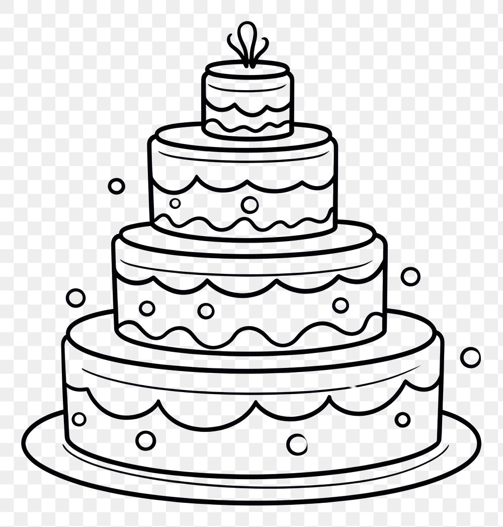 PNG Doodle outline of simple wedding cake dessert food celebration.
