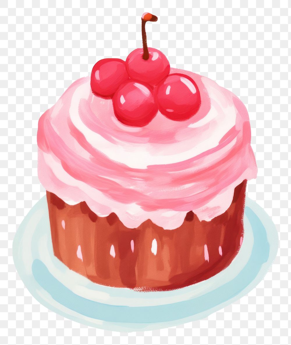 PNG Digital paint illustration of cake dessert cupcake icing.
