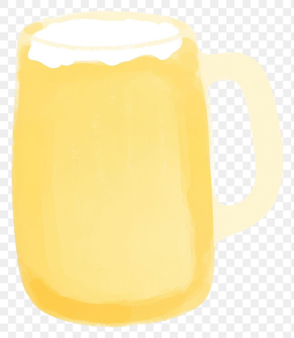 PNG Hand drawn a beer in kid illustration book style drink glass cup.