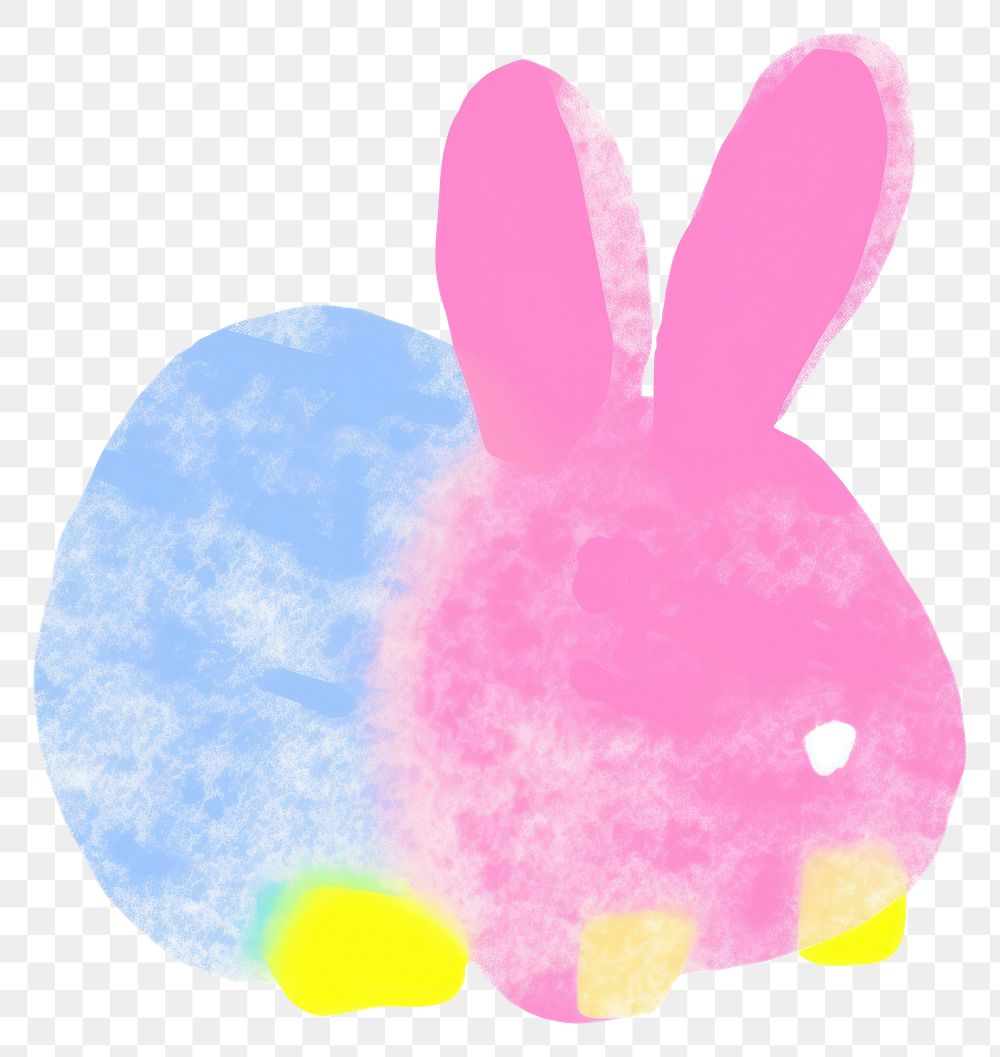 PNG Hand drawn bunny vibrant colors mammal creativity portrait.