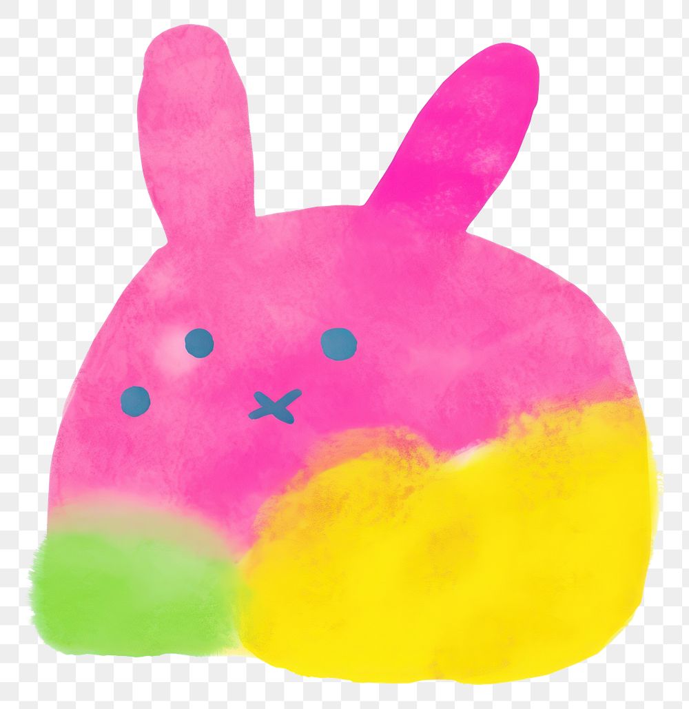 PNG Hand drawn bunny vibrant colors mammal white background representation.