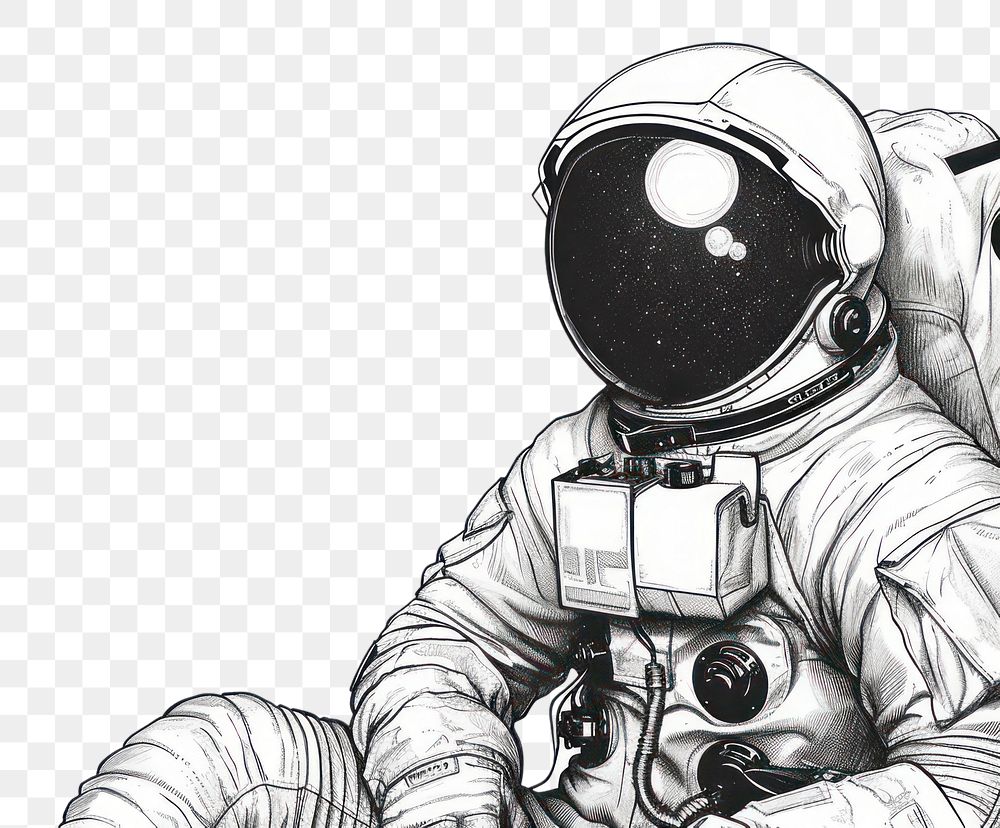 PNG Astronaut line horizontal border drawing sketch illustrated.
