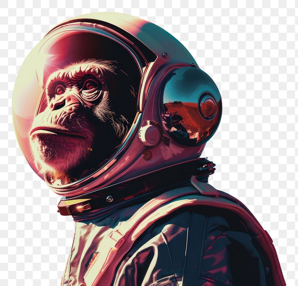 PNG  Monkey Astronaut astronaut portrait photography.