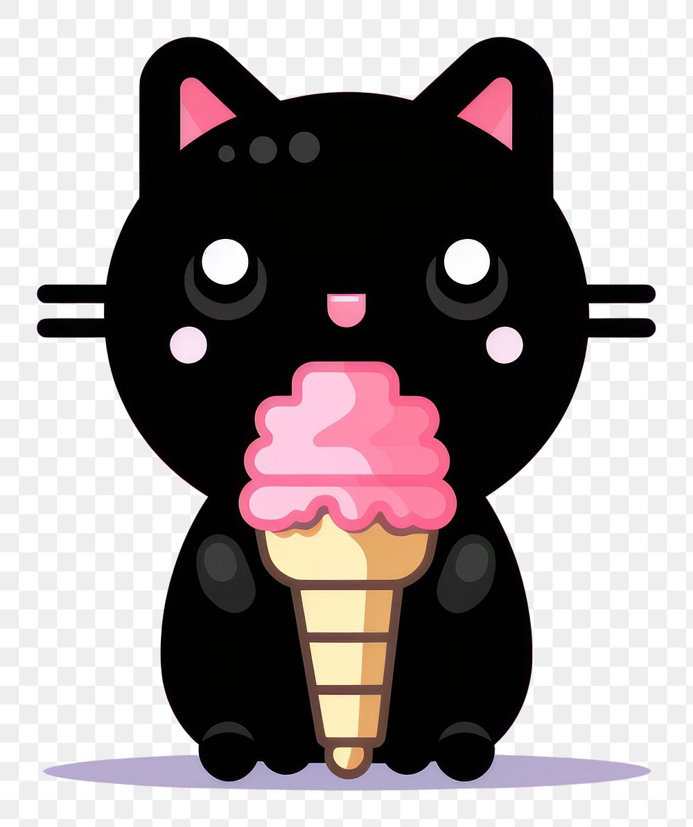 PNG Kawaii black cat dessert cream food.