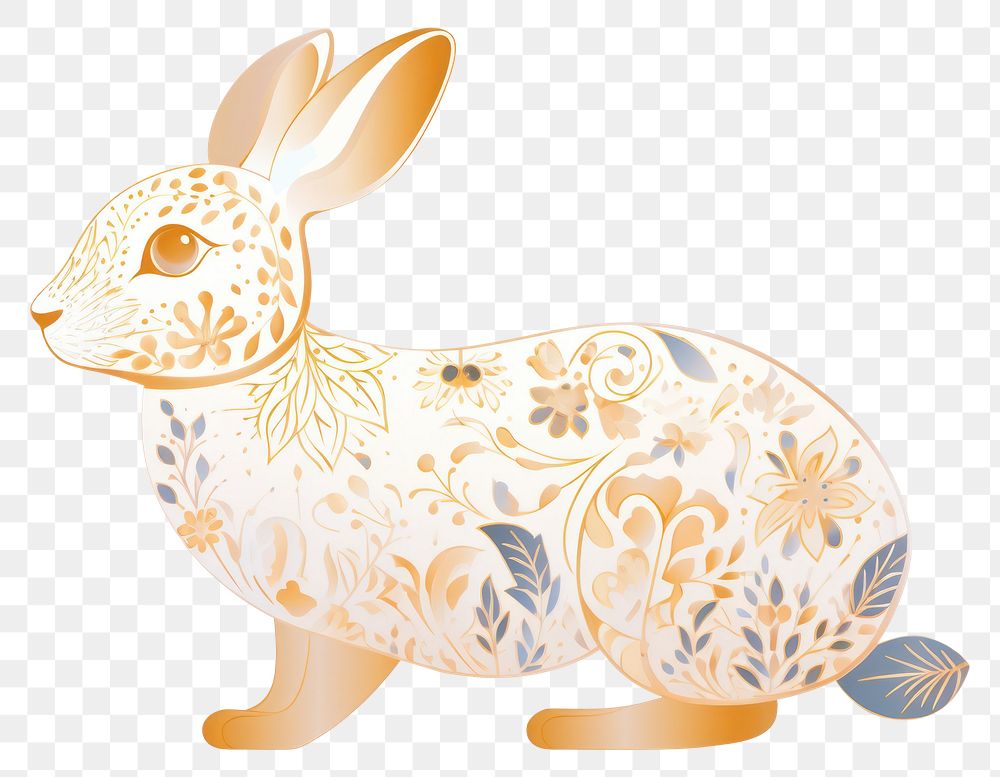 PNG  Chinese rabbit outline animal rodent.