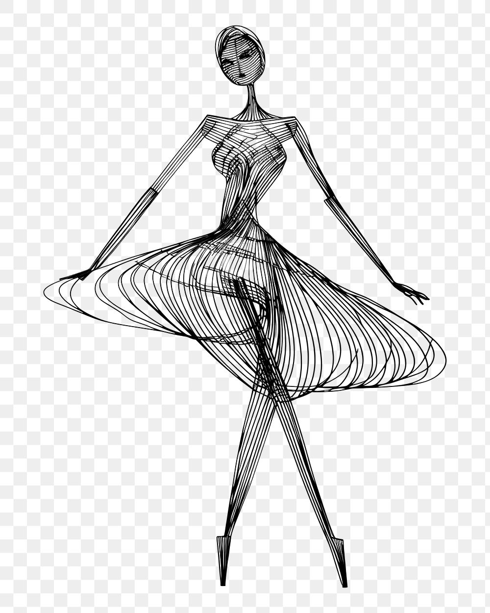 PNG A ballerina drawing dancing sketch.