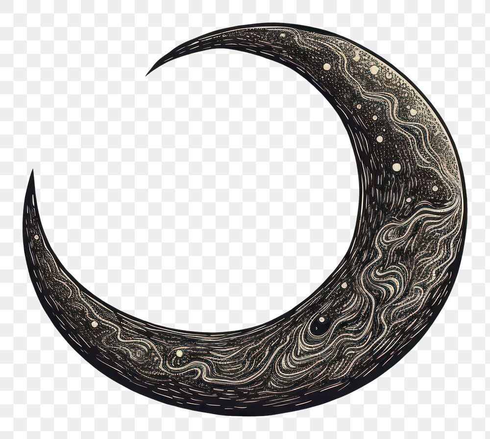 PNG A crescent moon astronomy nature sketch.