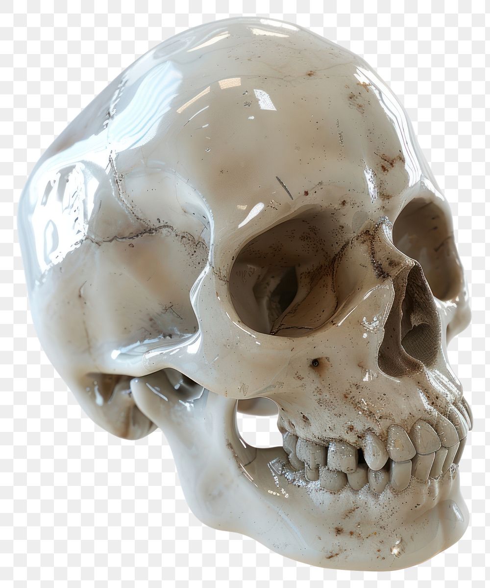PNG A human skull white background anthropology sculpture.