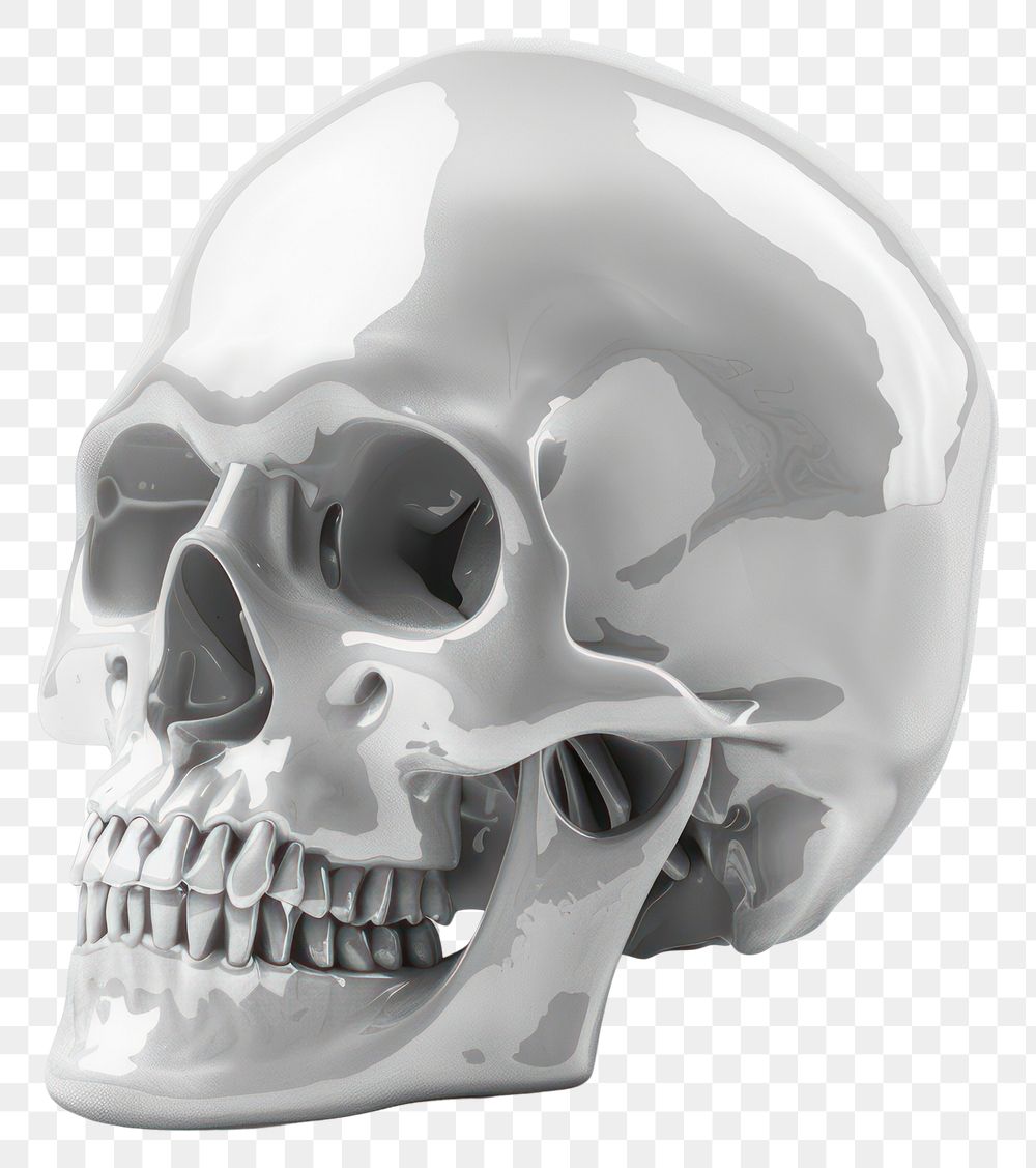 PNG A human skull white background monochrome sculpture.