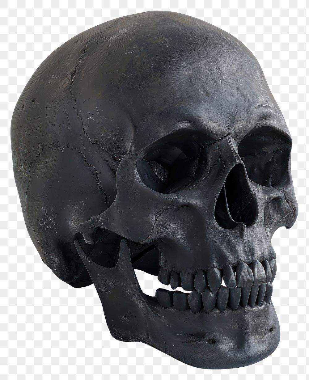PNG A human skull black anthropology sculpture.