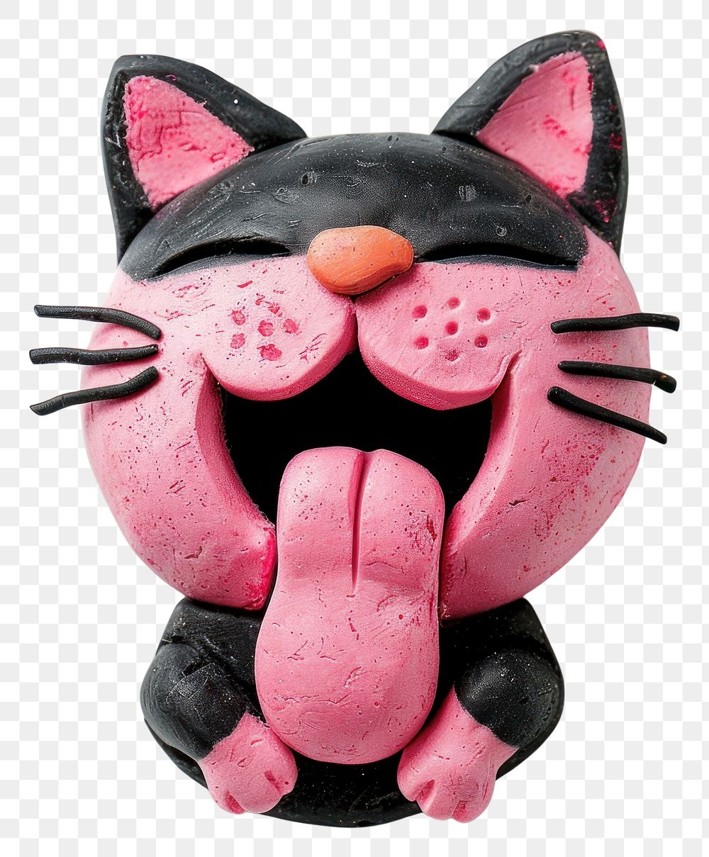 PNG Cat with tongue plush toy white background.