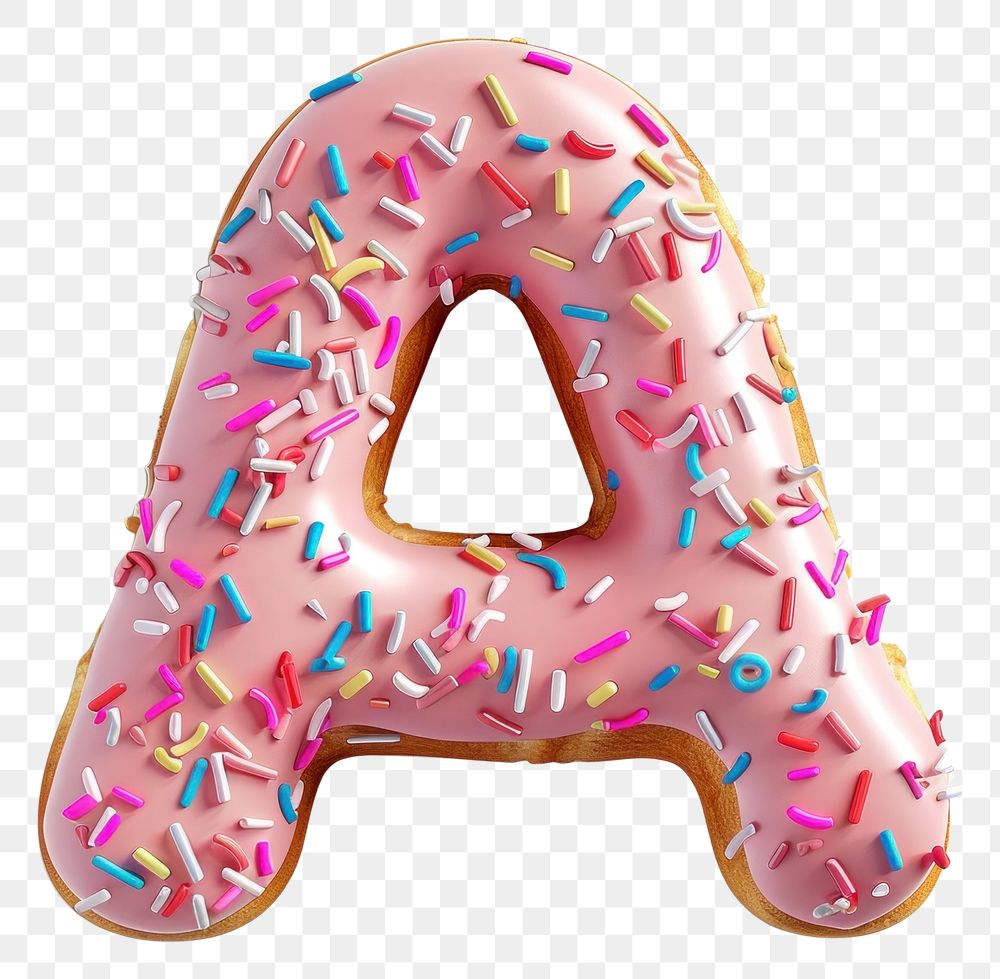 PNG Donut in Alphabet Shaped of A donut sprinkles dessert.