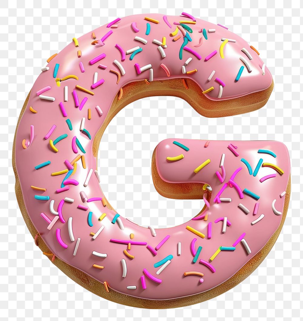PNG Donut in Alphabet Shaped of G donut dessert shape.