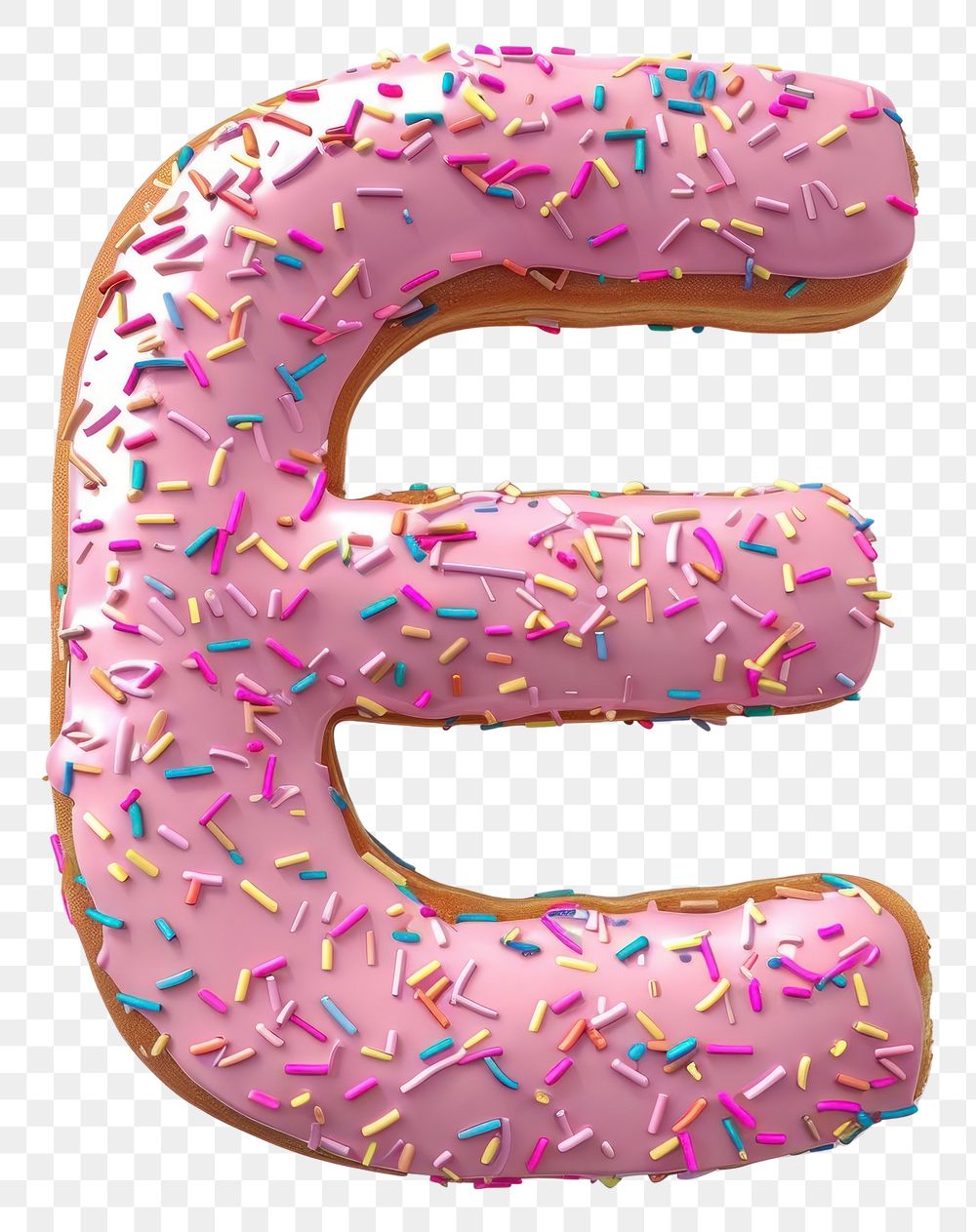PNG Donut in Alphabet Shaped of E dessert shape text.