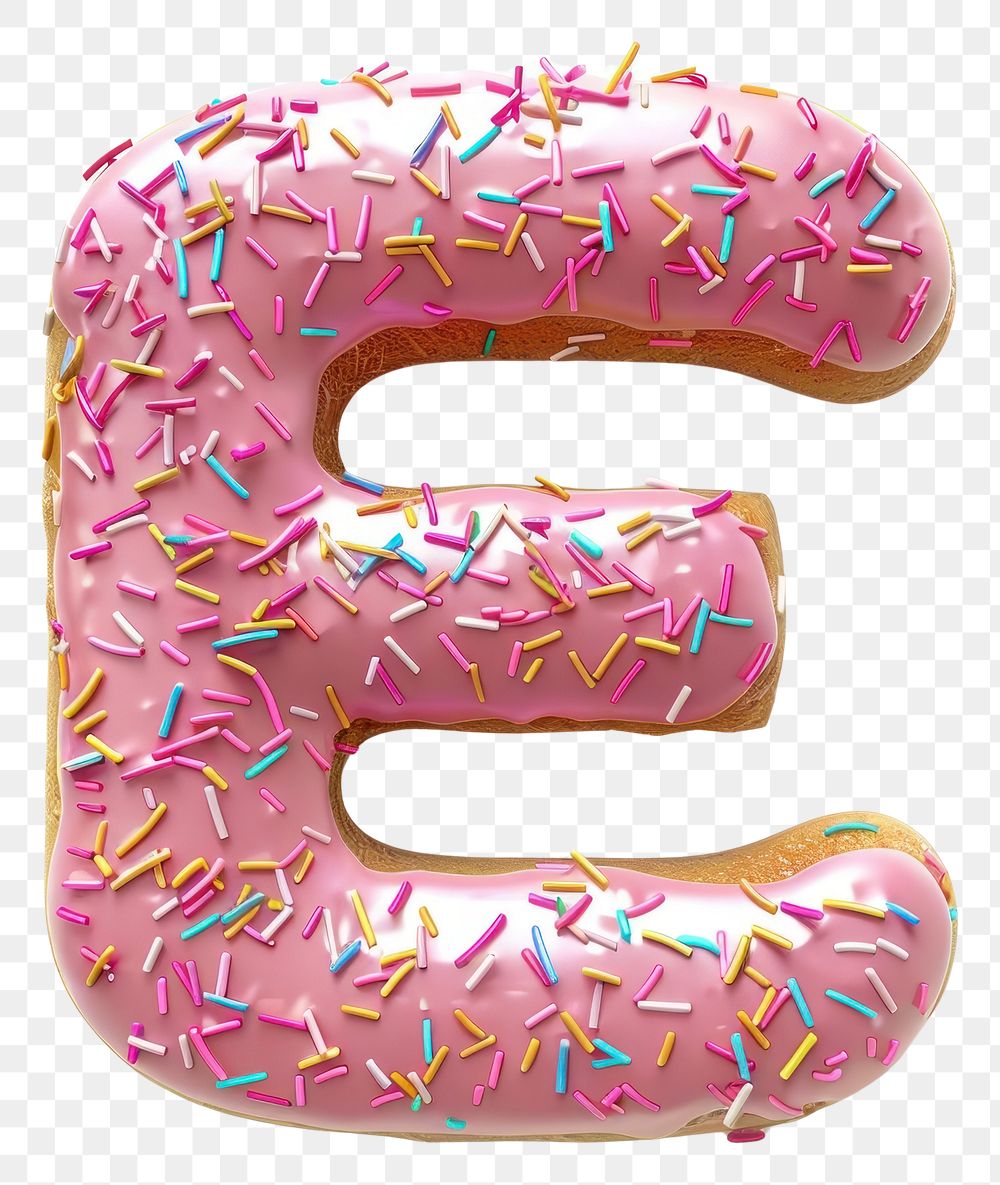 PNG Donut in Alphabet Shaped of E donut dessert food.