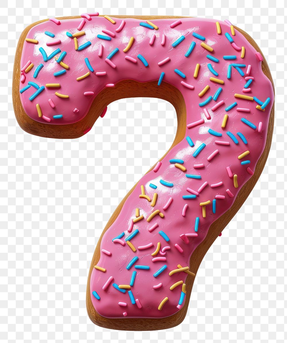 PNG Donut in number Shaped of 7 sprinkles dessert donut.