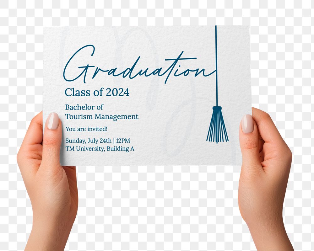 PNG Graduation invitation card, transparent background