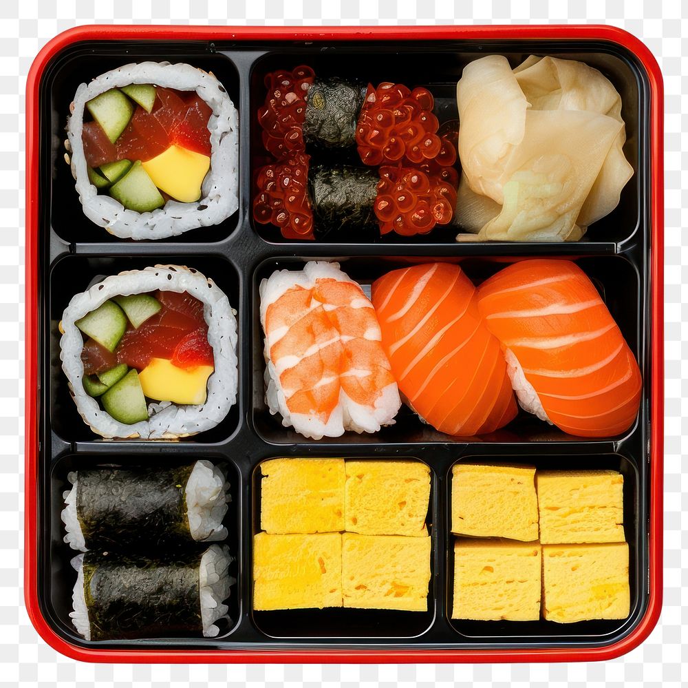 PNG Bento meal sushi lunch.