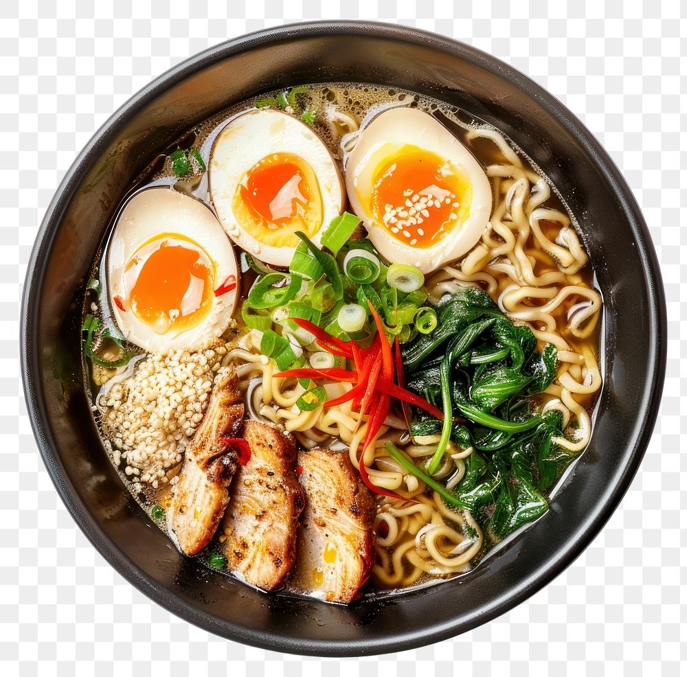 PNG Japanese miso ramen meal food meat.