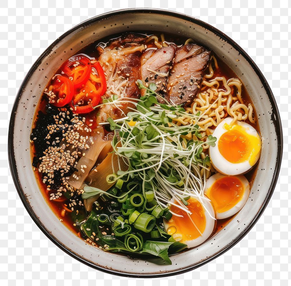PNG Japanese miso ramen meat soup meal
