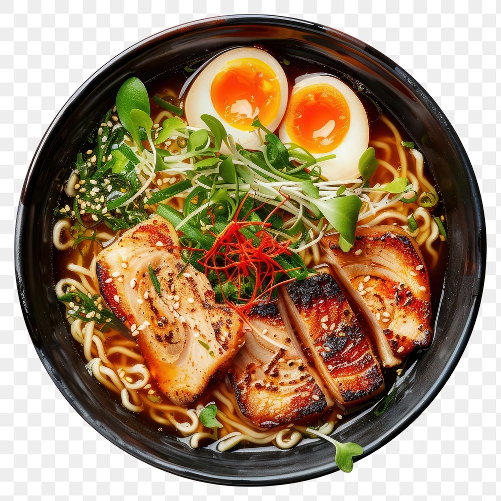 PNG Japanese miso ramen food meat meal.