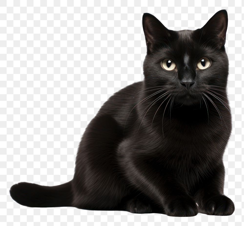 PNG Black cat sitting mammal animal.
