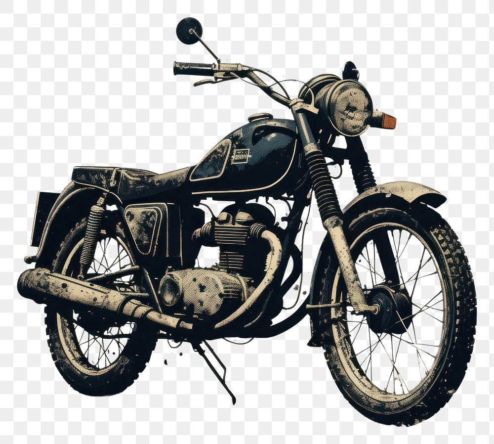 PNG Silkscreen of vintage motorbike motorcycle vehicle wheel