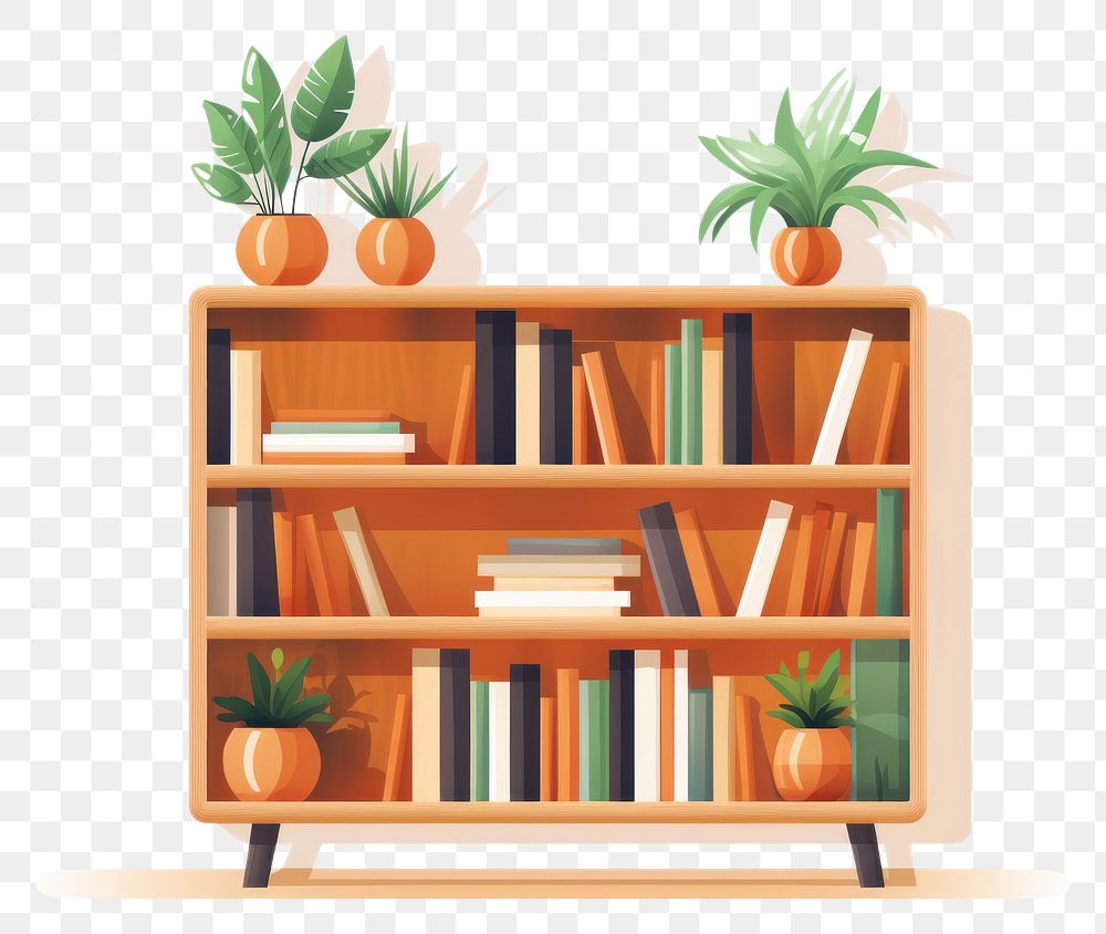 Furniture bookshelf bookcase plant.