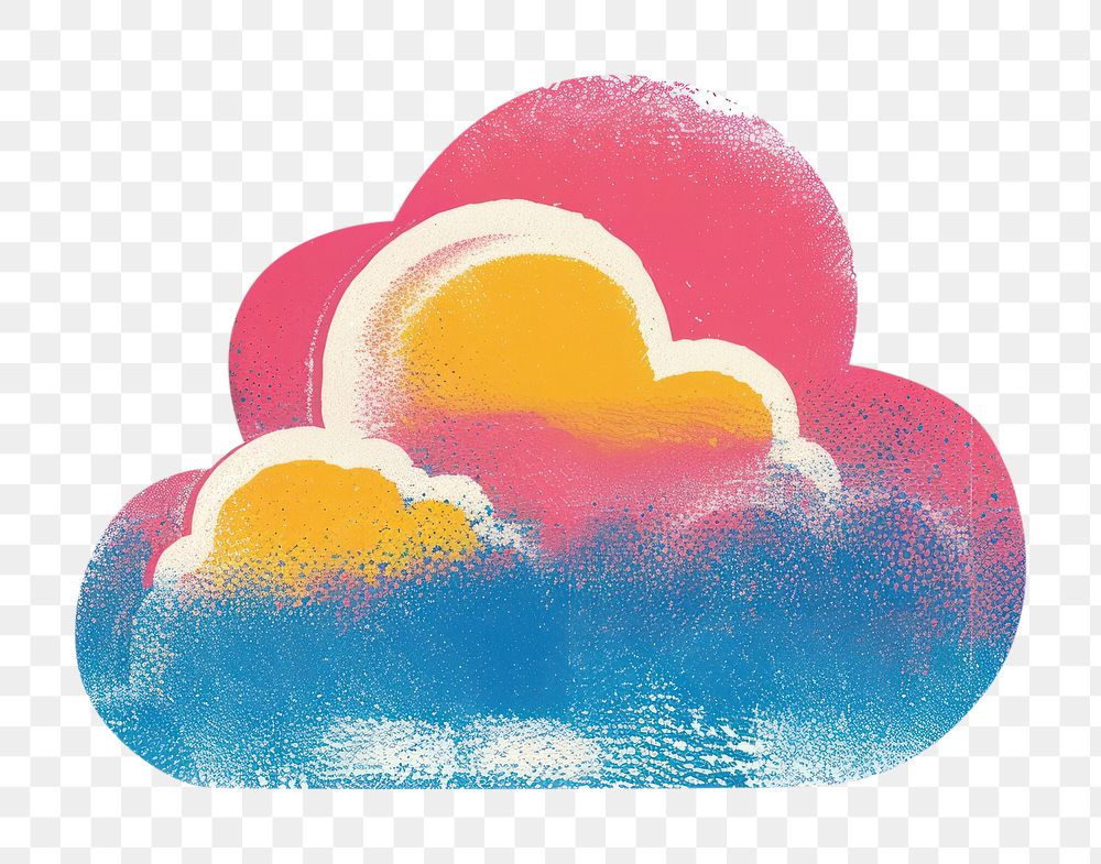 PNG Cloud Risograph style painting white background creativity.