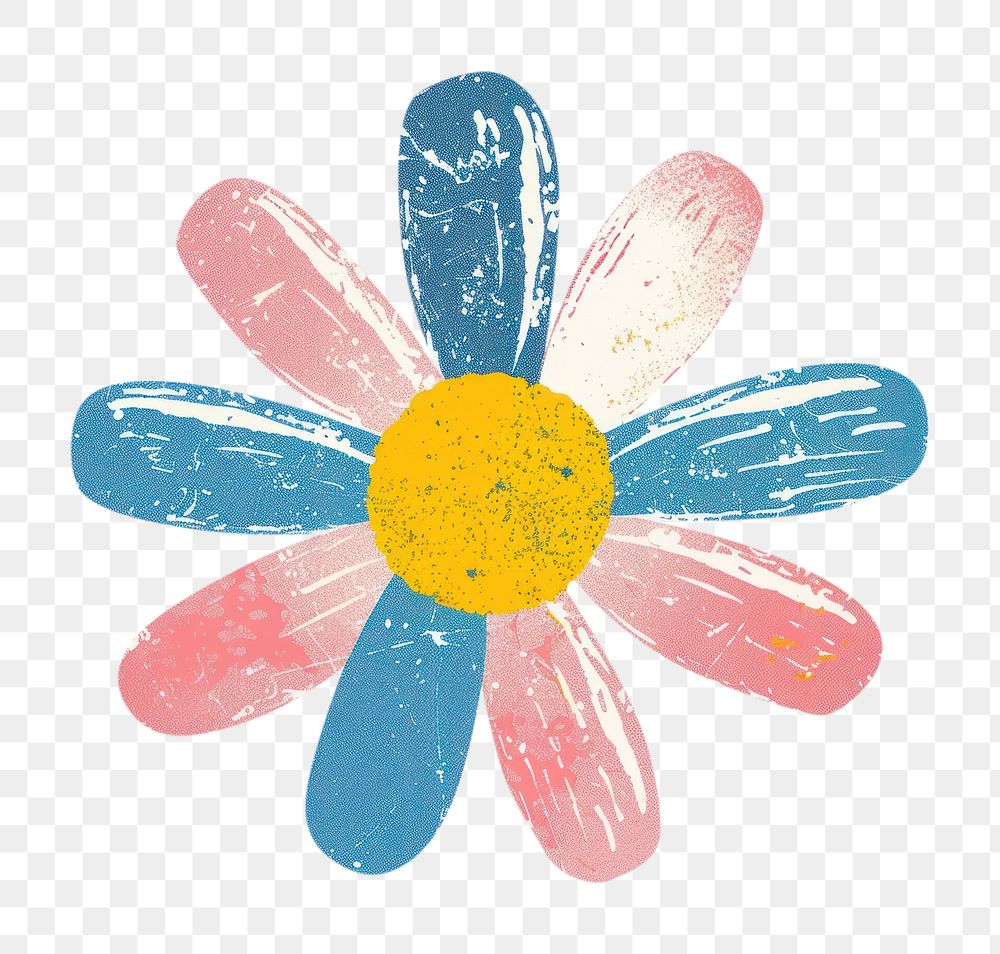 PNG Daisy Risograph style flower art inflorescence.