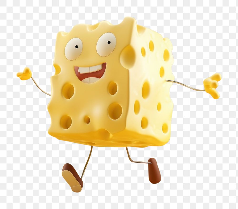 PNG 3d cheese character cartoon food anthropomorphic.