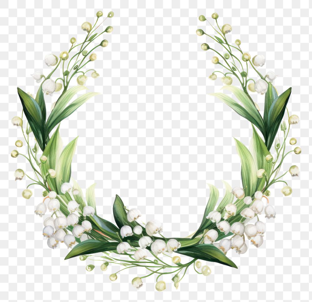 PNG Lily of valley flowers frame wreath plant white