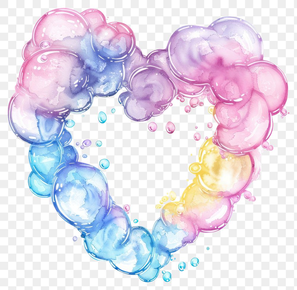 PNG Bubble gums border watercolor backgrounds purple heart.