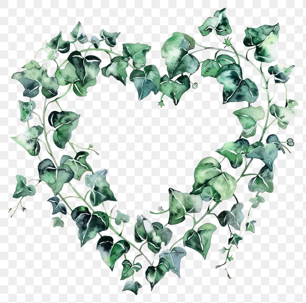 PNG Ivy border watercolor backgrounds plant heart.