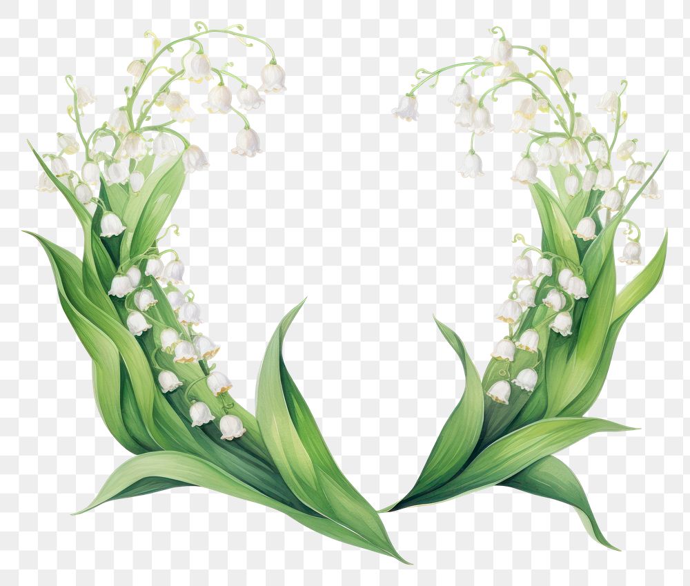 PNG Lily of valley ribbon frame flower plant white
