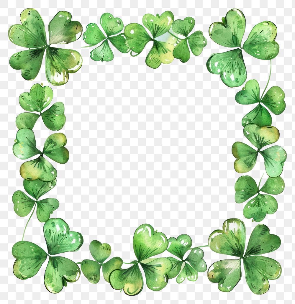 PNG Lucky clover border watercolor backgrounds plant green.
