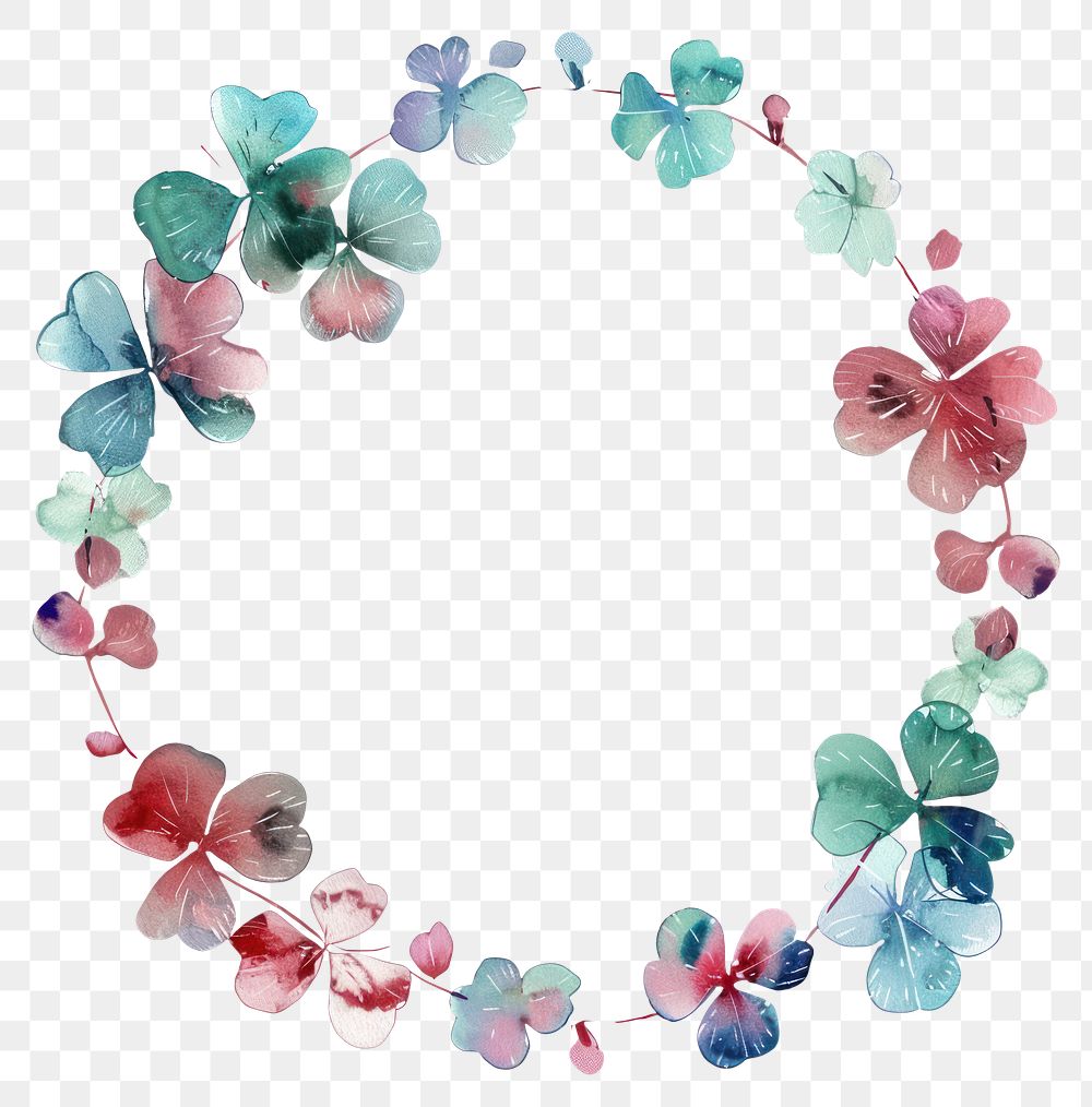 PNG Lucky clover border watercolor circle wreath flower.