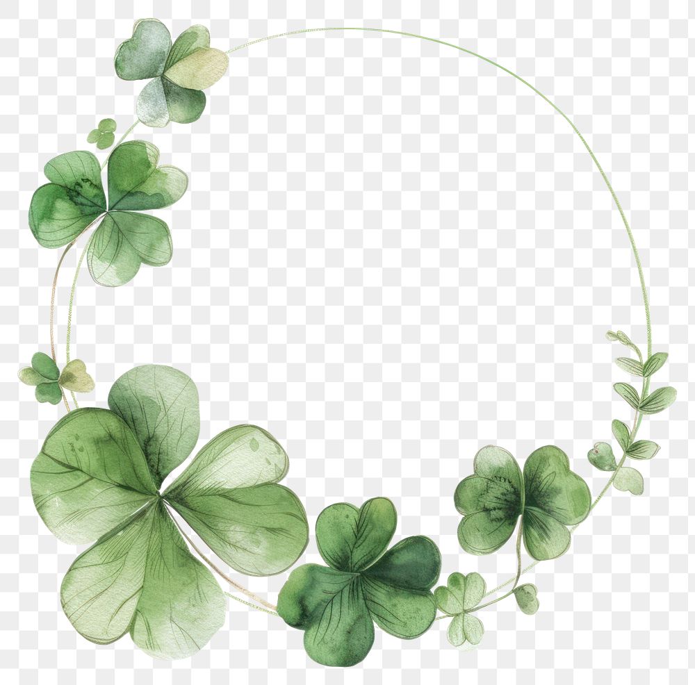 PNG Lucky clover border watercolor circle plant leaf